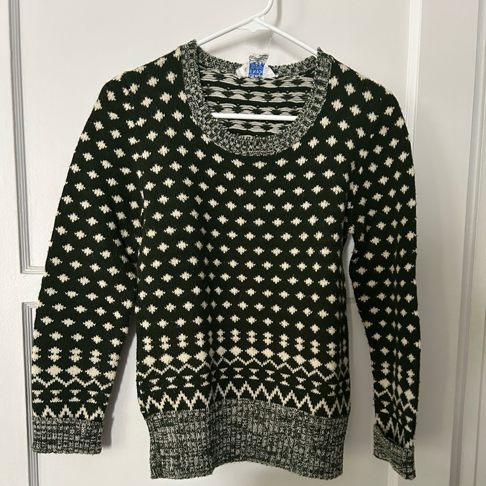 Vintage 1970s Forest Green Wool Sweater XS S